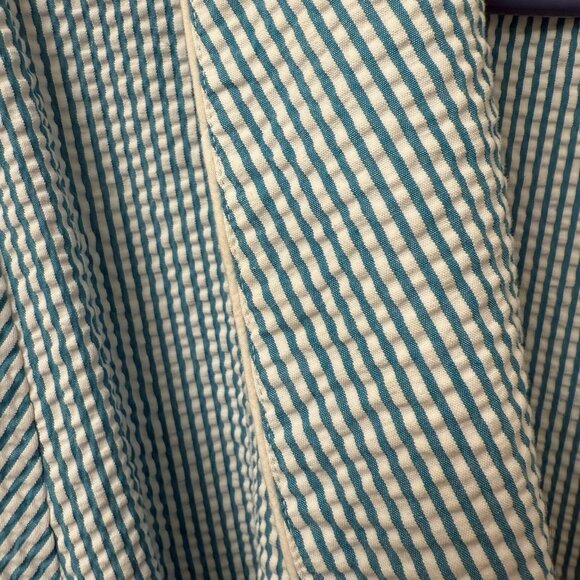 Vermont Country Store Womens Teal Seersucker Robe Size M Striped Loungewear Pool - Picture 6 of 13